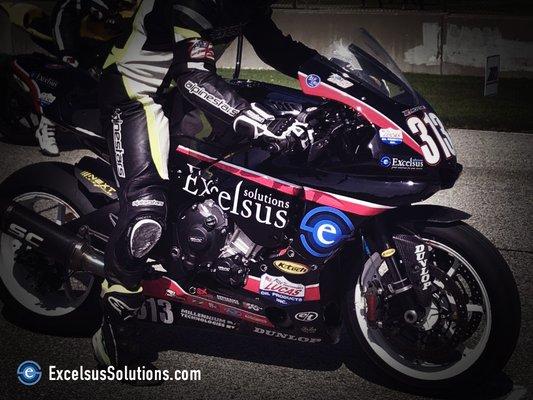 Kyle Wyman's Excelsus Solutions sponsored motorcycle wrap