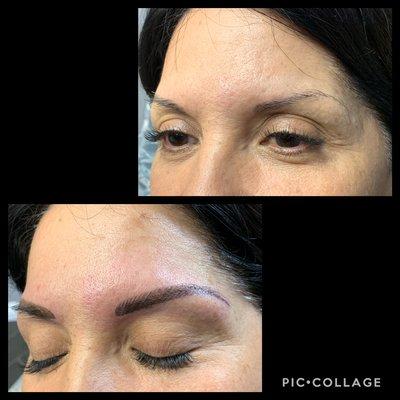 Eye brow correction of shape and color .