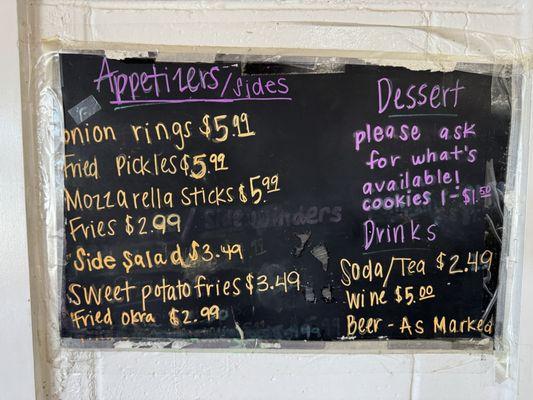 Appetizer/Dessert Menu