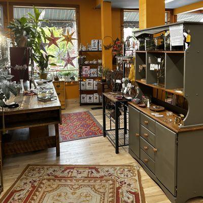 Jewelry and previously-loved furniture for sale at The Flower Basket