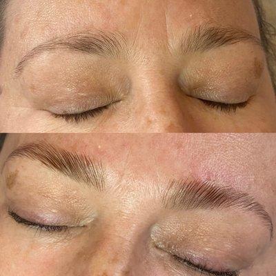 Brow Lamination before + after