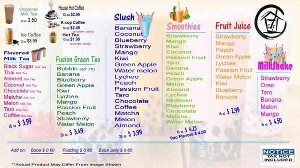 high5 tea house menu