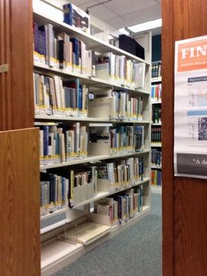 Shelves behind the computer area