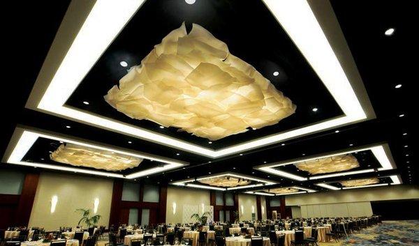 Hilton SF Union Square Custom Fixture with Layers of Heat Formed Frosted Acrylic Panels 180" W x 216" L x 32" OAH Custom Sizes & Finishes