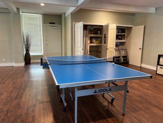 One of two ping pong tables