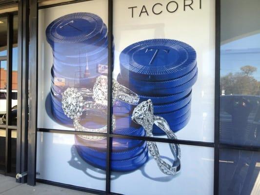 Window displays are a great way to promote products!  This window perforated application really draws customers into this jewelry store.