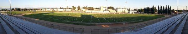 Panoramic from the top of the bleachers at dusk