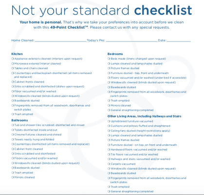 49 Point Cleaning Checklist