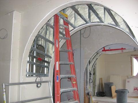 Building a custom archway out of Metal Studs.  Jobs going to look cool when finished.