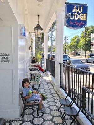 My son enjoying the outdoor seating !