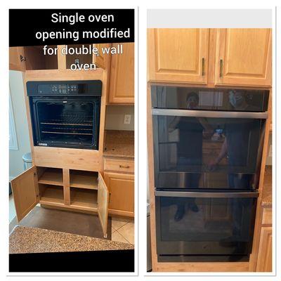 Single oven to double wall oven