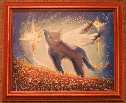 11x14 Original oils--"Midnight Angel Cat"---exclusively  at "34Fourteen Boutique"!