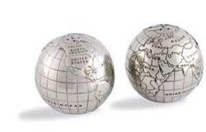 Pewter World Globe Salt & Pepper Set