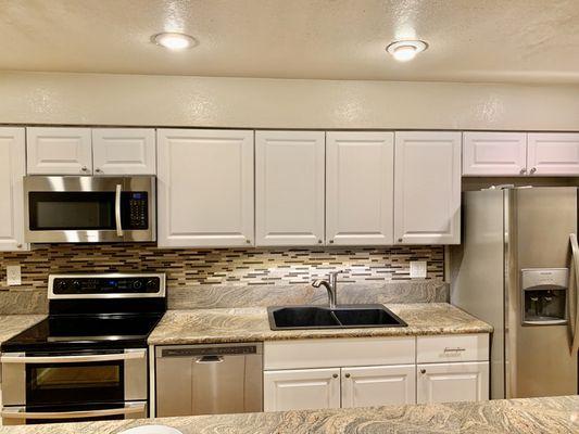 Backsplash and Stainless Steel Appliances in your new kitchen.