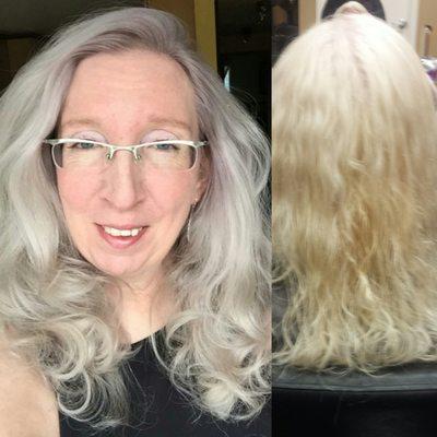 Platinum blonde with lavender shadow base by Laurel