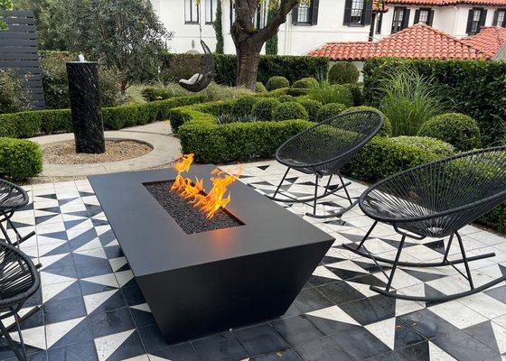 Our TETRA Fire Table in Jet Black tinted concrete.