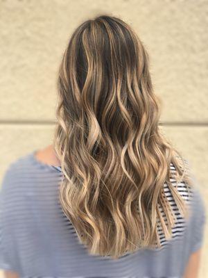 Gold with pops of ice balayage/babylights