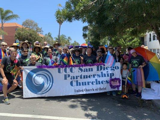 LGBTQ Pride Parade with several "sister" UCC churches joining in. Pride month is filled with stories and spotlights of members.