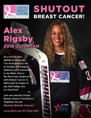 2018 Olympian Alex Rigsby is teaming up with the United Breast Cancer Foundation!