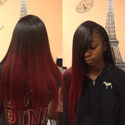 Custom colored virgin hair weave installment