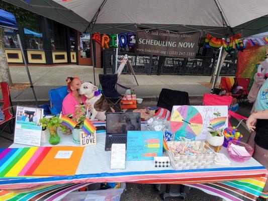 Our booth in Tacoma Pride 2023. What an honor to be a part of something so beautiful and uniting. Looking forward to next year.