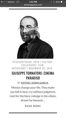 Interview with Academy Award Winner for "Cinema Paradiso", Writer/Director Giuseppe Tornatore