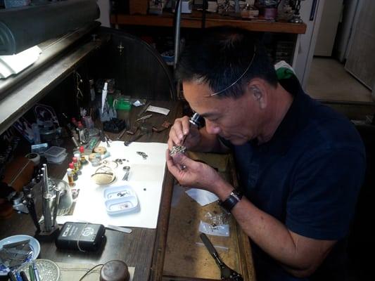 Don, the owner/watch maker's intricate work.