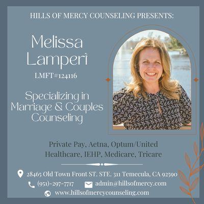 Whether you are facing conflicts or seeking to strengthen your relationship, Melissa is here for you.