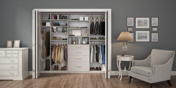 A well-designed reach-in closet is a practical space that is also aesthetically beautiful.