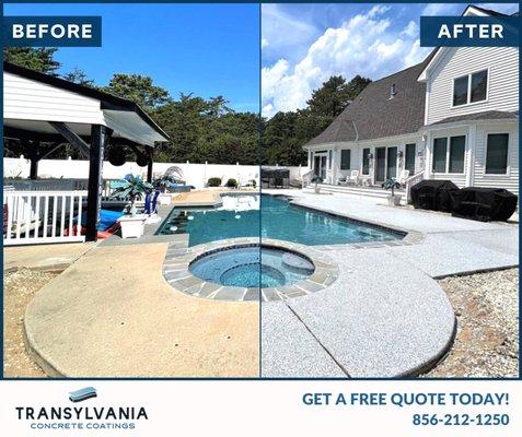 Amazing pool transformation! Here's a before and after.