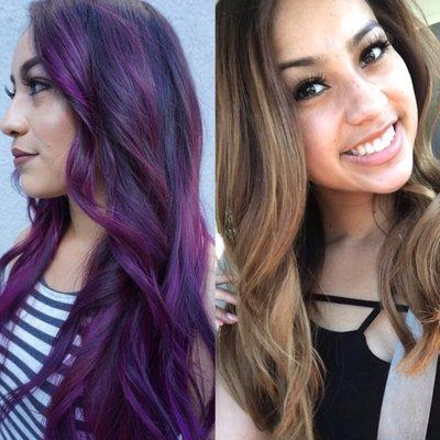 From vibrant purple back to more natural tones.