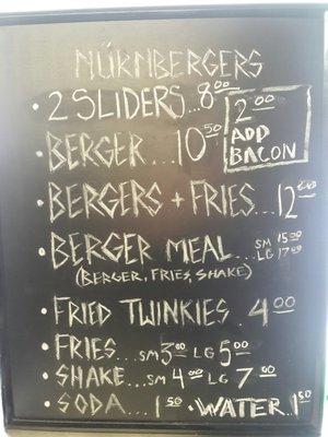 Nűrnbergers Menu. Enjoy