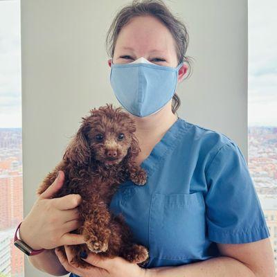 Dr. Joanna Gardner and her chiropractic patient, Charlie Mingus.