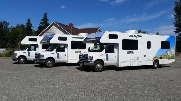 Part of our Cruise America fleet here at the service center. Rentals now available!