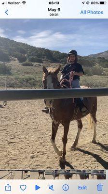 Lydia riding Gypsie