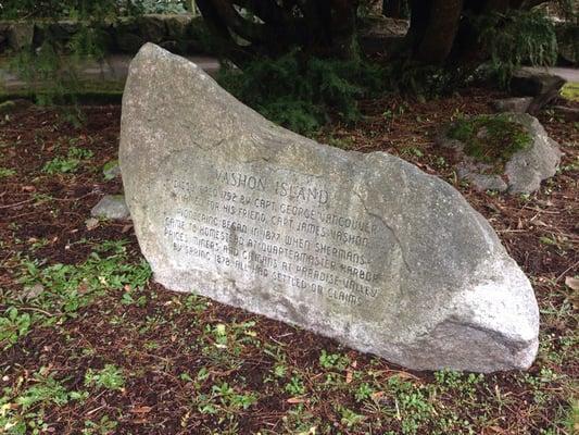 Stone with history of Vashon engraved