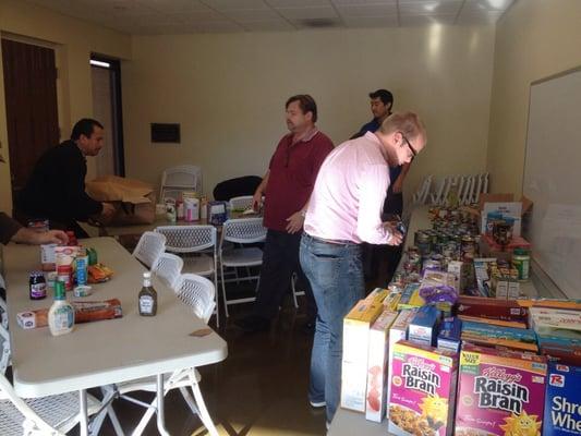 Food distribution to families in the neighborhood.