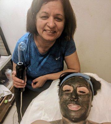 High frequency facial treatment