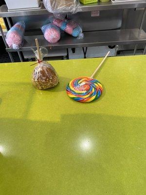 Had to grab a rainbow lollipop and caramel candy apple! :-)