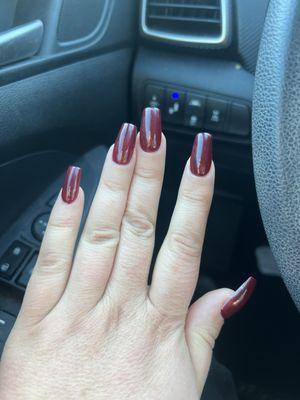 The nails I got - square and not even straight!