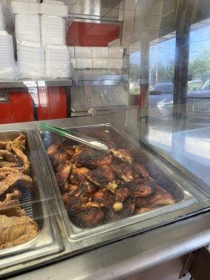 Baked chicken and fish fry