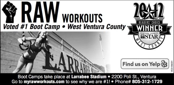 Raw Workouts voted Best Boot Camp in Ventura County by the Ventura County Star!