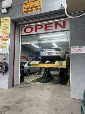 Camaro SS getting alignment.