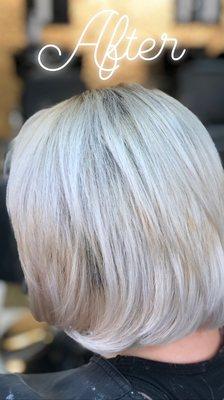 Ash blonde color correction