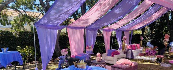 Lavender and Pink Tent Draping