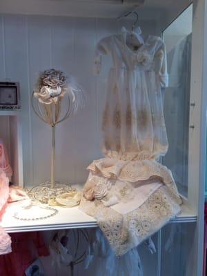 Beautiful vintage style Christening outfit and accessories at Bowfish Kids