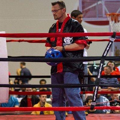 Heath"Cowboy" Harris working the corner for one of his fighters.