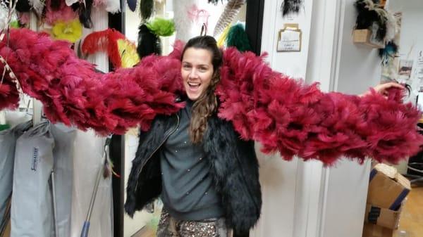 Kerry enjoyed modeling this huge feather boa.   She said it was "her color".  Kerry, you're welcome here any time.