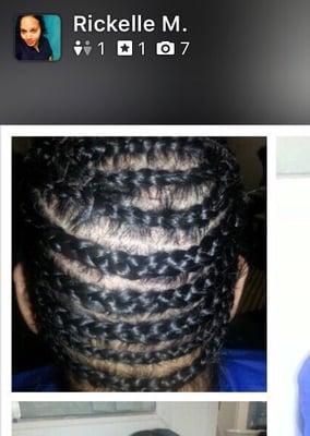 Actual picture posted by their stylist, for a natural looking sew in braids must be flat look for crooked and thick they are