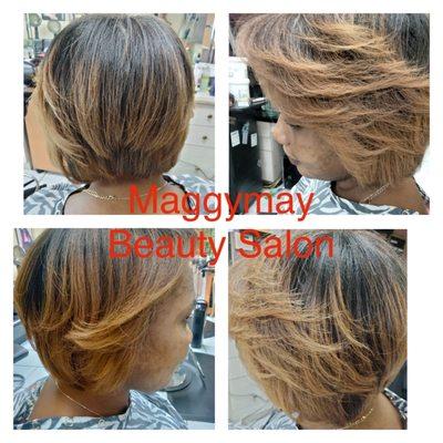 color in haircut a beautiful honey Blonde